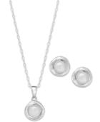 Cultured Freshwater Pearl Love Knot Jewelry Set In Sterling Silver (6 - 6 1/2mm)