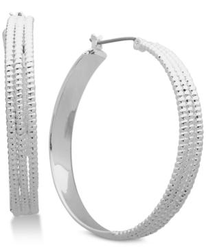 Nine West Triple Layer Textured 1-1/2 Hoop Earrings