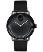 Movado Men's Swiss Edge Black Leather Strap Watch 40mm 3680039