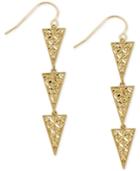 Triple Triangle Drop Earrings In 14k Gold