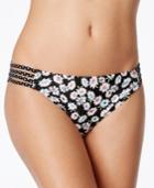 California Waves Daisy Duke Floral-print Strappy Bikini Bottoms Women's Swimsuit