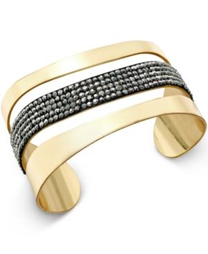 Inc International Concepts Gold-tone Hematite Stone Cuff Bracelet
