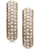 Anne Klein Gold-tone Pave E-z Comfort Clip-on Hoop Earrings