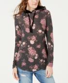 Ultra Flirt By Ikeddi Juniors' Printed Faux Sherpa-trimmed Hoodie