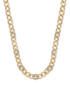 Charter Club Gold-tone Pave Link Collar Necklace, 18-1/2 + 2 Extender, Created For Macy's