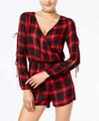 Material Girl Juniors' Plaid Cold-shoulder Romper, Created For Macy's
