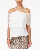 Thalia Sodi Lace Cold-shoulder Halter Top, Only At Macy's