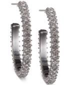 Judith Jack Silver-tone Crystal Pave Hoop Earrings