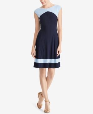 American Living Colorblocked Fit & Flare Dress
