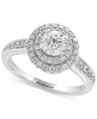 Effy Infinite Love Diamond Halo Engagement Ring (1-1/4 Ct. T.w.) In 18k White And Rose Gold
