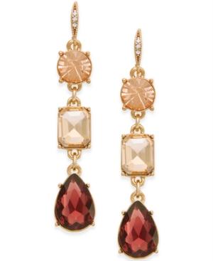 Abs By Allen Schwartz Gold-tone Triple Stone Linear Earrings