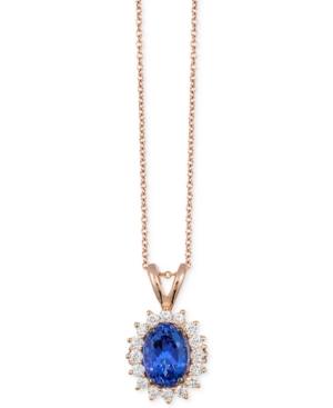 Le Vian Chocolatier Tanzanite (1 Ct. T.w.) And Diamond (1/3 Ct. T.w.) Pendant Necklace In 14k Rose Gold