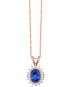 Le Vian Chocolatier Tanzanite (1 Ct. T.w.) And Diamond (1/3 Ct. T.w.) Pendant Necklace In 14k Rose Gold