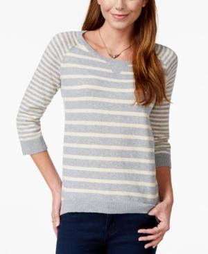 Pink Rose Juniors' Striped Pullover High-low Sweater