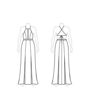 Customize: Add Vertical Beading To Bodice - Fame And Partners Backless Beaded Halter Dress