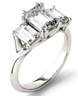 Moissanite Emerald Three Stone Ring (2-9/10 Ct. Tw.) In 14k White Gold