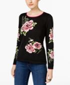 Inc International Concepts Floral-print Intarsia Sweater, Only At Macy's