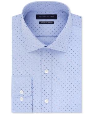 Tommy Hilfiger Men's Fitted Th Flex Non-iron Performance Blue Dress Shirt