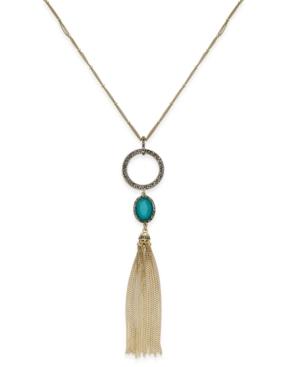 Inc International Concepts Gold-tone Stone & Tassel Lariat Necklace, Only At Macy's