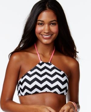 Hula Honey Chevron-print High-neck Bikini Top Women's Swimsuit