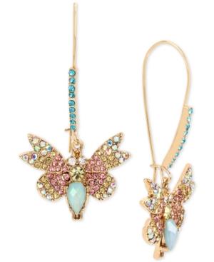 Betsey Johnson Gold-tone Multi-crystal Butterfly Drop Earrings