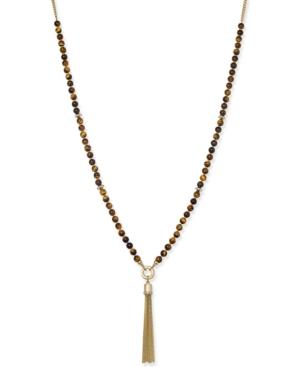 Charter Club Gold-tone Semi-precious Beaded Tassel Long Pendant Necklace, Only At Macy's