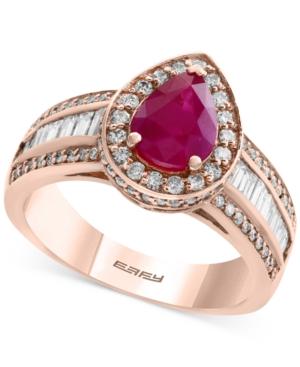 Amore By Effy Certified Ruby (1 Ct. T.w.) And Diamond (9/10 Ct. T.w.) Ring In 14k Rose Gold