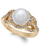 Charter Club Gold-tone Pave & Imitation Pearl Ring, Created For Macy's