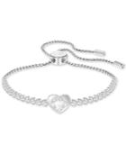 Swarovski Silver-tone Crystal Heart Slider Bracelet