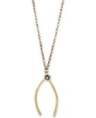 Betsey Johnson Two-tone Flower-adorned Wishbone Pendant Necklace