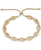 Textured Bead Bolo Bracelet In 14k Gold-plated Sterling Silver