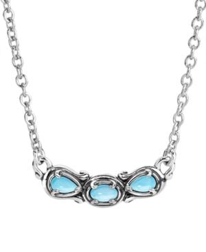 Carolyn Pollack Three-gemstone Turquoise Necklace In Sterling Silver