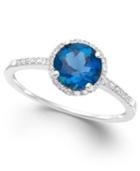 London Blue Topaz (1-3/8 Ct. T.w.) And Diamond (1/8 Ct. T.w.) Ring In 14k White Gold