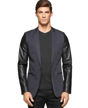 Calvin Klein Extra Slim-fit Faux-leather Sleeve Jacket