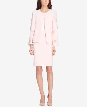 Tahari Asl Floral-applique Skirt Suit