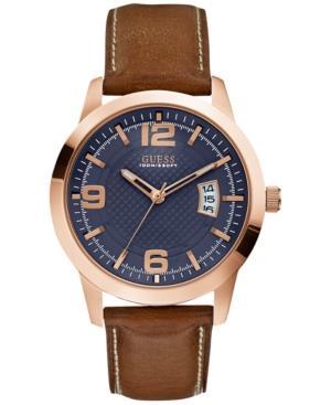 Guess Men's Honey Brown Croc-embossed Leather Strap Watch 43mm U0494g2