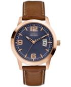 Guess Men's Honey Brown Croc-embossed Leather Strap Watch 43mm U0494g2