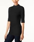 Style & Co. Petite Ribbed Mock-neck Sweater, Only At Macy's