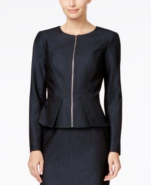 Calvin Klein Petite Front-zip Peplum Jacket