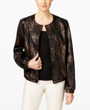 Inc International Concepts Metallic Snake-print Bomber Jacket, Only At Macy's