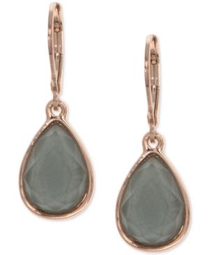 Nine West Rose Gold-tone Gray Stone Drop Earrings