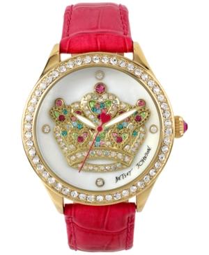 Betsey Johnson Women's Fuchsia Leather Strap Watch 42mm Bj00517-37