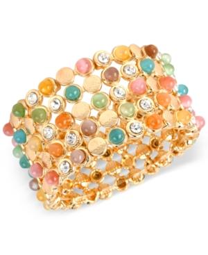 M. Haskell Gold-tone Crystal Multi-colored Bead Stretch Bracelet