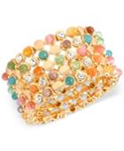 M. Haskell Gold-tone Crystal Multi-colored Bead Stretch Bracelet