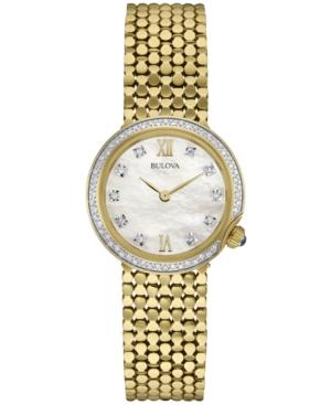 Bulova Women's Diamond (1/6 Ct. T.w.) Gold-tone Stainless Steel Bracelet Watch 28mm 98r218
