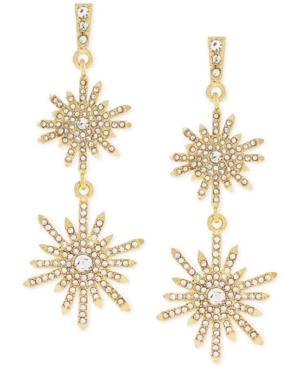 Vince Camuto Gold-tone Crystal Sunburst Double Drop Earrings