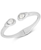 Lucky Brand Silver-tone Imitation Pearl Hinge Cuff Bracelet