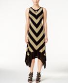 Kensie Chevron-print Handkerchief-hem Dress