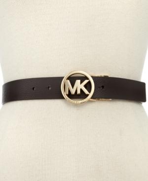 Michael Kors Reversible Leather Belt With Logo Buckle Belt
