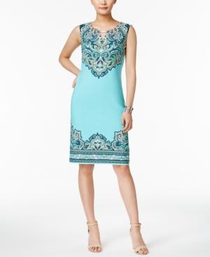 Jm Collection Printed Keyhole Dress, Created For Macy's